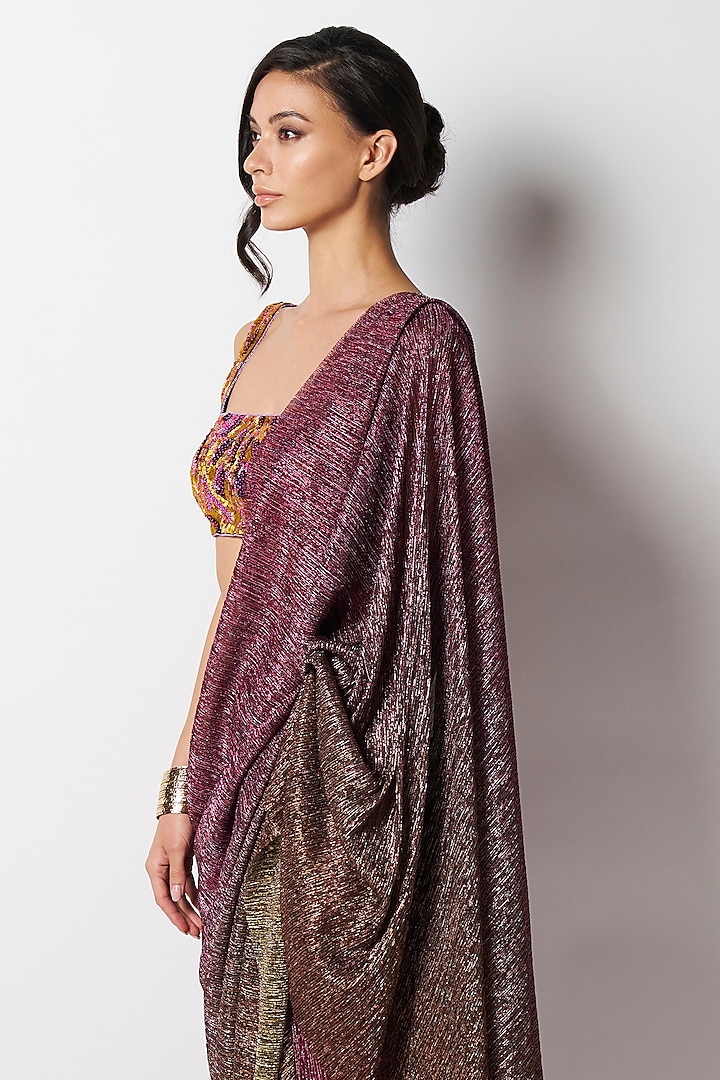 Sunset Orange Ombre Net Pre-Draped Wedding Saree by 431-88 By Shweta Kapur at Pernia's Pop Up Shop