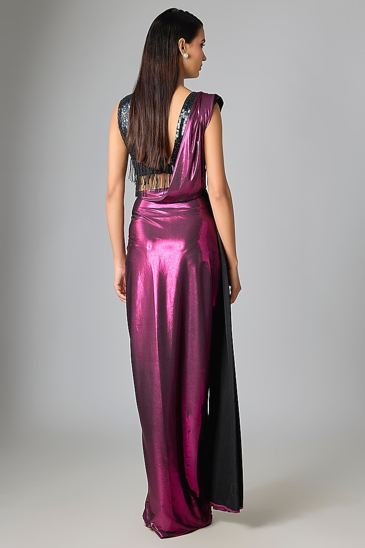 Purple Liquid Jersey Wedding Saree by 431-88 By Shweta Kapur at Pernia's Pop Up Shop