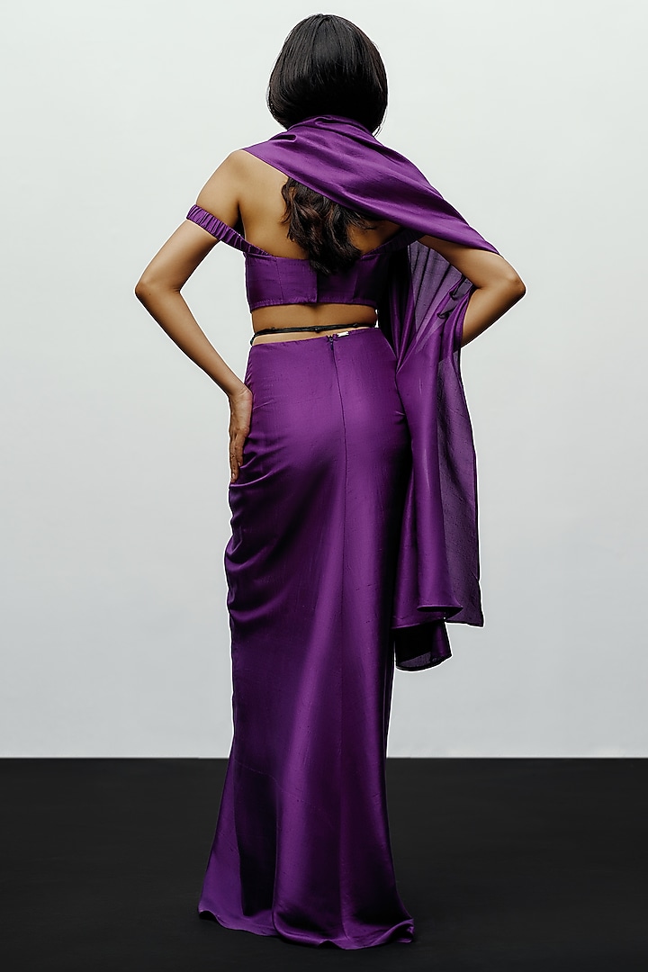 Purple Silk Off-Shoulder Blouse by 431-88 By Shweta Kapur at Pernia's Pop Up Shop