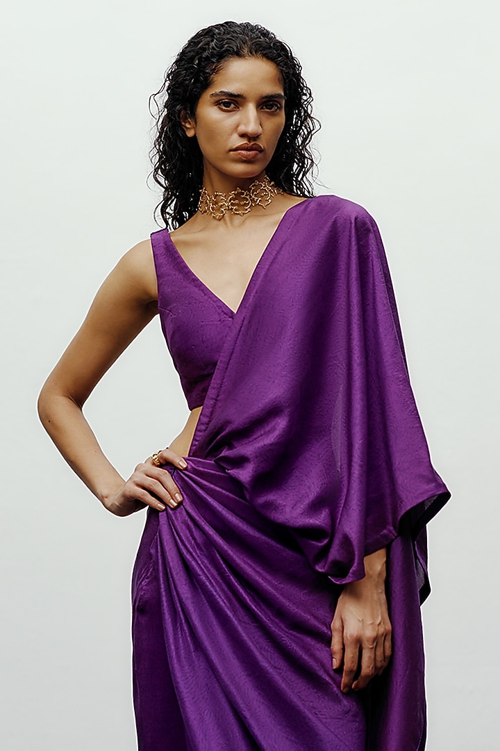 Purple Silk Printed Blouse by 431-88 By Shweta Kapur at Pernia's Pop Up Shop