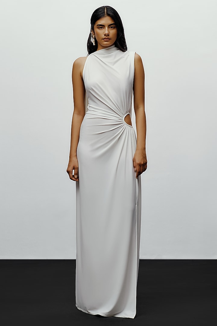 White Jersey Fabric Cocktail Dress by 431-88 By Shweta Kapur at Pernia's Pop Up Shop