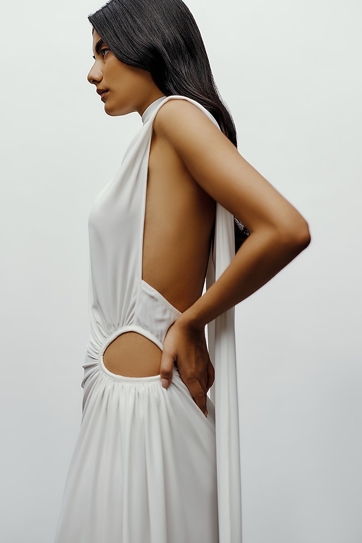 White Jersey Fabric Cocktail Dress by 431-88 By Shweta Kapur at Pernia's Pop Up Shop