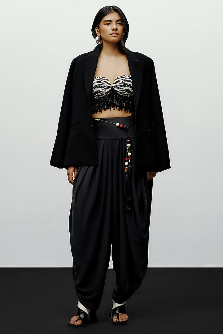 Black Fluid Georgette Pants by 431-88 By Shweta Kapur at Pernia's Pop Up Shop