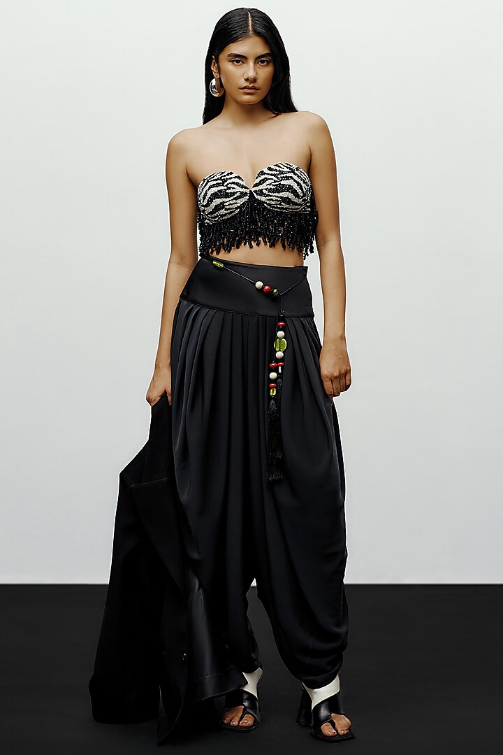 Black Fluid Georgette Pants by 431-88 By Shweta Kapur at Pernia's Pop Up Shop