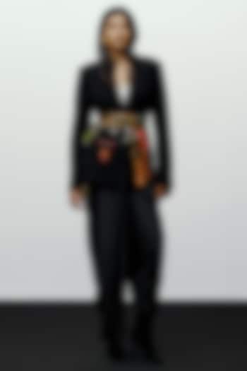 Black Satin Asymmetric Dhoti Pants by 431-88 By Shweta Kapur at Pernia's Pop Up Shop