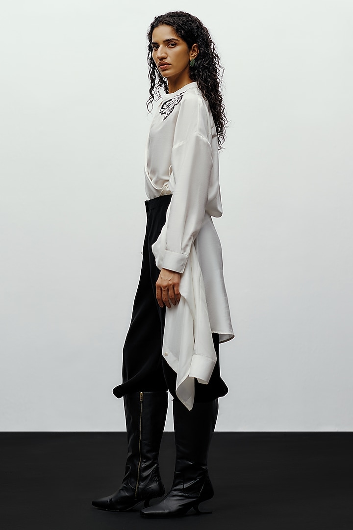 Black Silk & Suiting High-Waisted Pants by 431-88 By Shweta Kapur at Pernia's Pop Up Shop