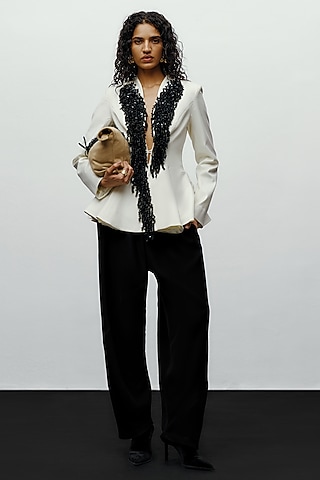 Black Suiting High-Waisted Pants by 431-88 By Shweta Kapur