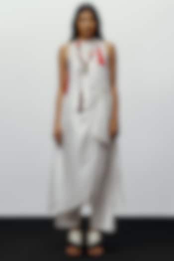 White Silk Asymmetric Kurta Set by 431-88 By Shweta Kapur at Pernia's Pop Up Shop