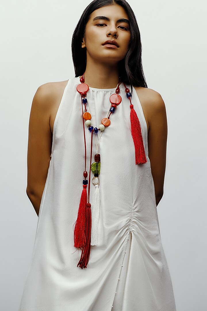 White Silk Asymmetric Kurta Set by 431-88 By Shweta Kapur at Pernia's Pop Up Shop