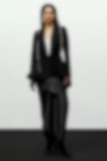 Black Satin Draped Skirt by 431-88 By Shweta Kapur at Pernia's Pop Up Shop