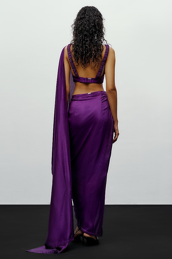 Purple Silk Printed Pre-Draped Wedding Saree by 431-88 By Shweta Kapur at Pernia's Pop Up Shop