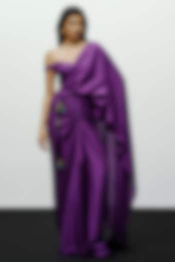 Purple Silk Printed Pre-Draped Wedding Saree by 431-88 By Shweta Kapur at Pernia's Pop Up Shop