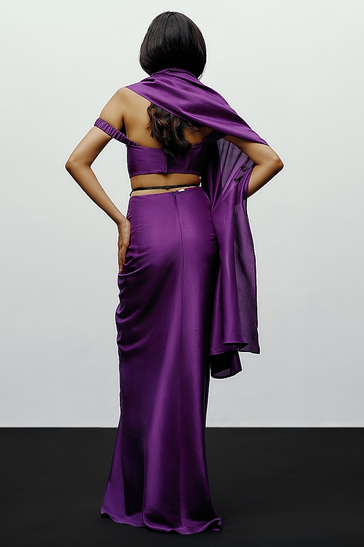 Purple Silk Printed Pre-Draped Wedding Saree by 431-88 By Shweta Kapur at Pernia's Pop Up Shop