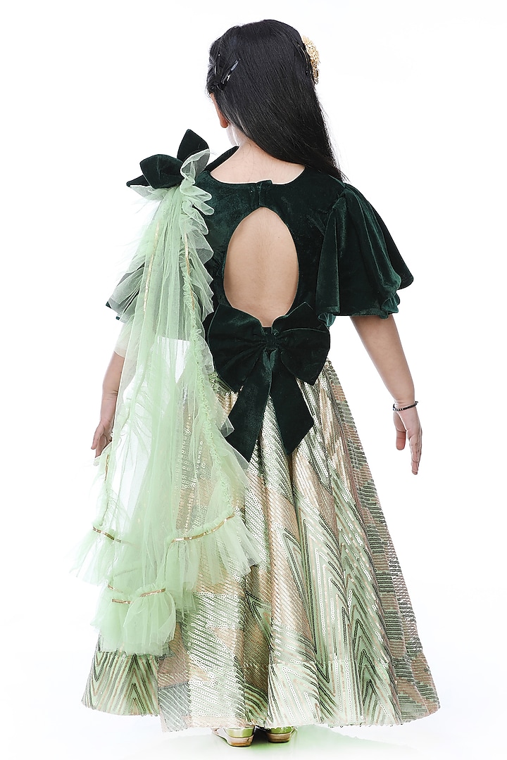 Multi-Colored Net Sequins Lehenga Choli Set For Girls by Shining Kanika at Pernia's Pop Up Shop