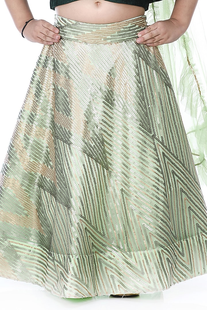 Multi-Colored Net Sequins Lehenga Choli Set For Girls by Shining Kanika at Pernia's Pop Up Shop