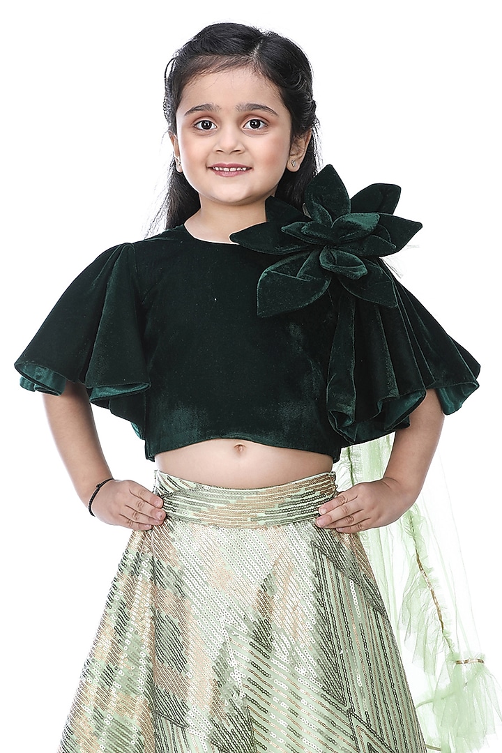 Multi-Colored Net Sequins Lehenga Choli Set For Girls by Shining Kanika at Pernia's Pop Up Shop