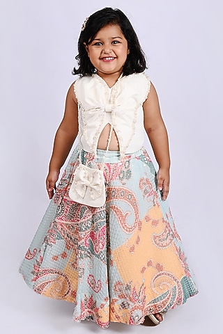 Multi-Colored Georgette Sequins Lehenga Choli Set For Girls by Shining Kanika