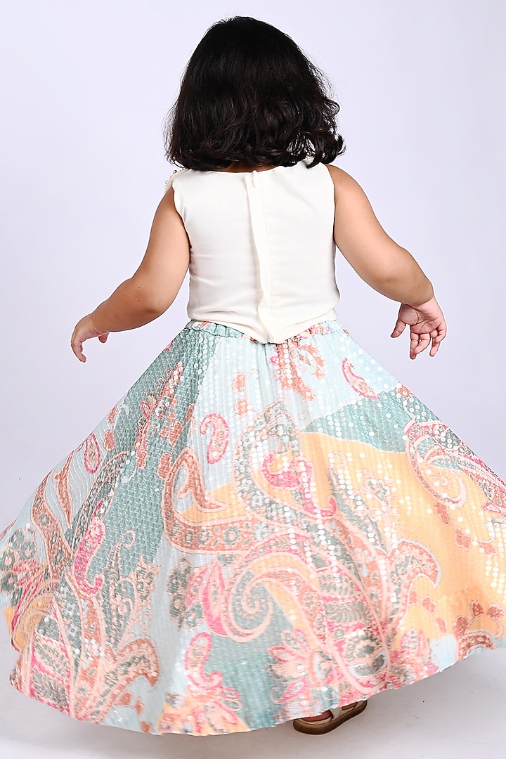 Multi-Colored Georgette Sequins Lehenga Choli Set For Girls by Shining Kanika at Pernia's Pop Up Shop
