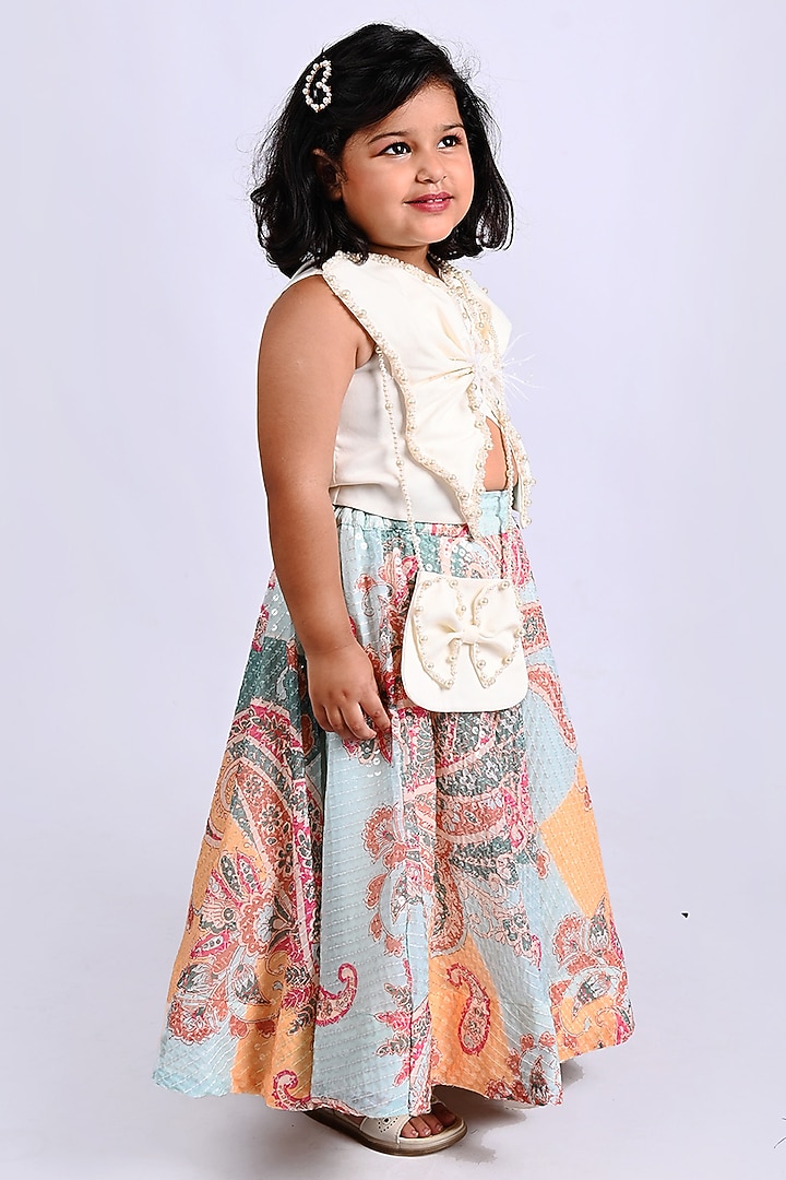 Multi-Colored Georgette Sequins Lehenga Choli Set For Girls by Shining Kanika at Pernia's Pop Up Shop