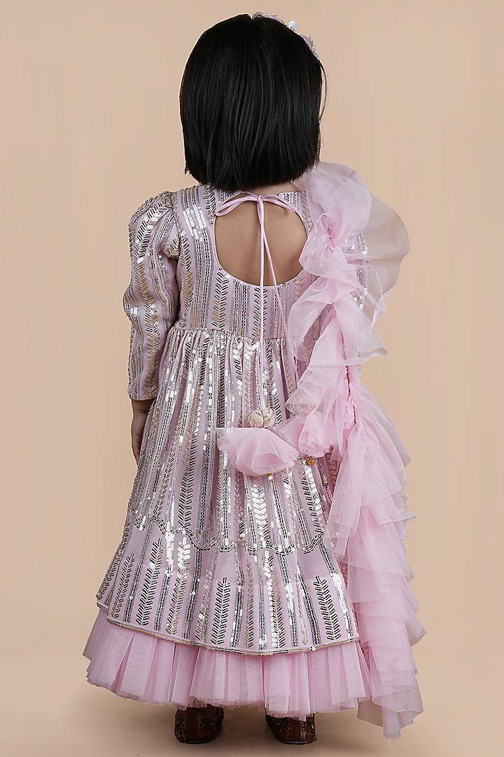 Pink Georgette & Net Anarkali Set For Girls by Shining Kanika at Pernia's Pop Up Shop