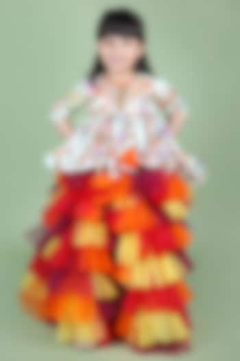Multi-Colored Net Sharara Set For Girls by Shining Kanika