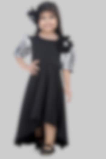 Black Neoprene Dress For Girls by Shining Kanika