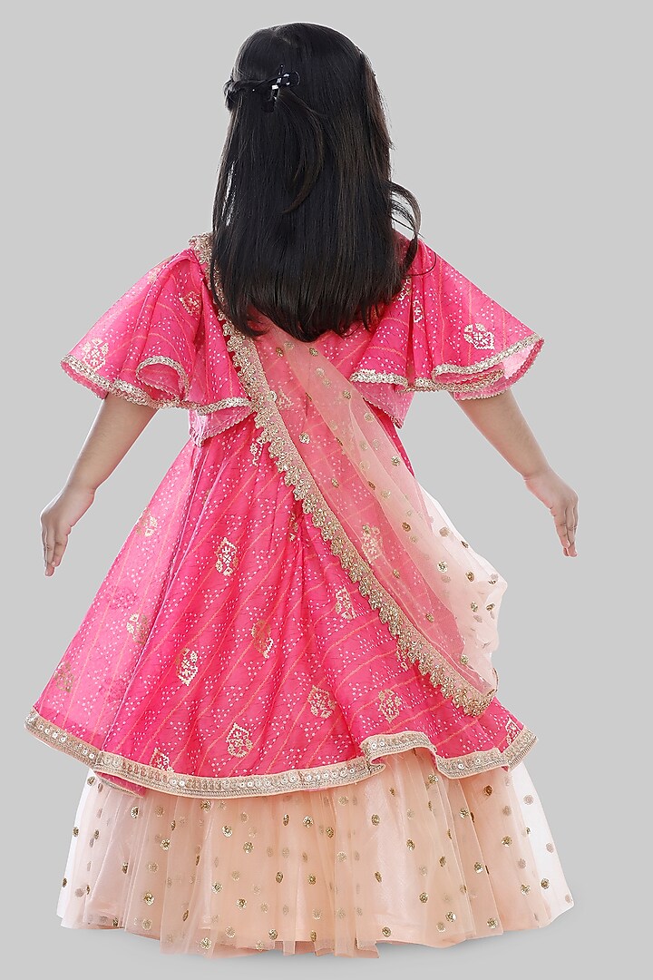 Hot Pink Printed Anarkali For Girls by Shining Kanika at Pernia's Pop Up Shop