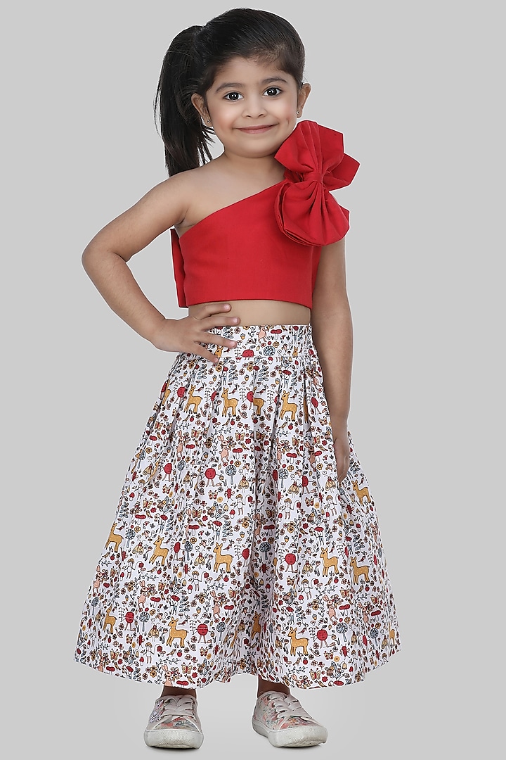 Multi-Coloured Printed Skirt Set For Girls by Shining Kanika