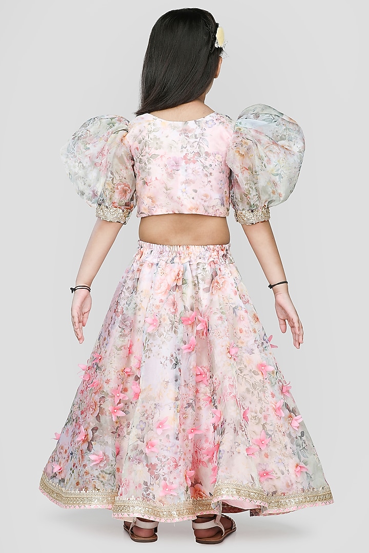 Pink Cotton & Poly Printed Lehenga Set For Girls by Shining Kanika at Pernia's Pop Up Shop