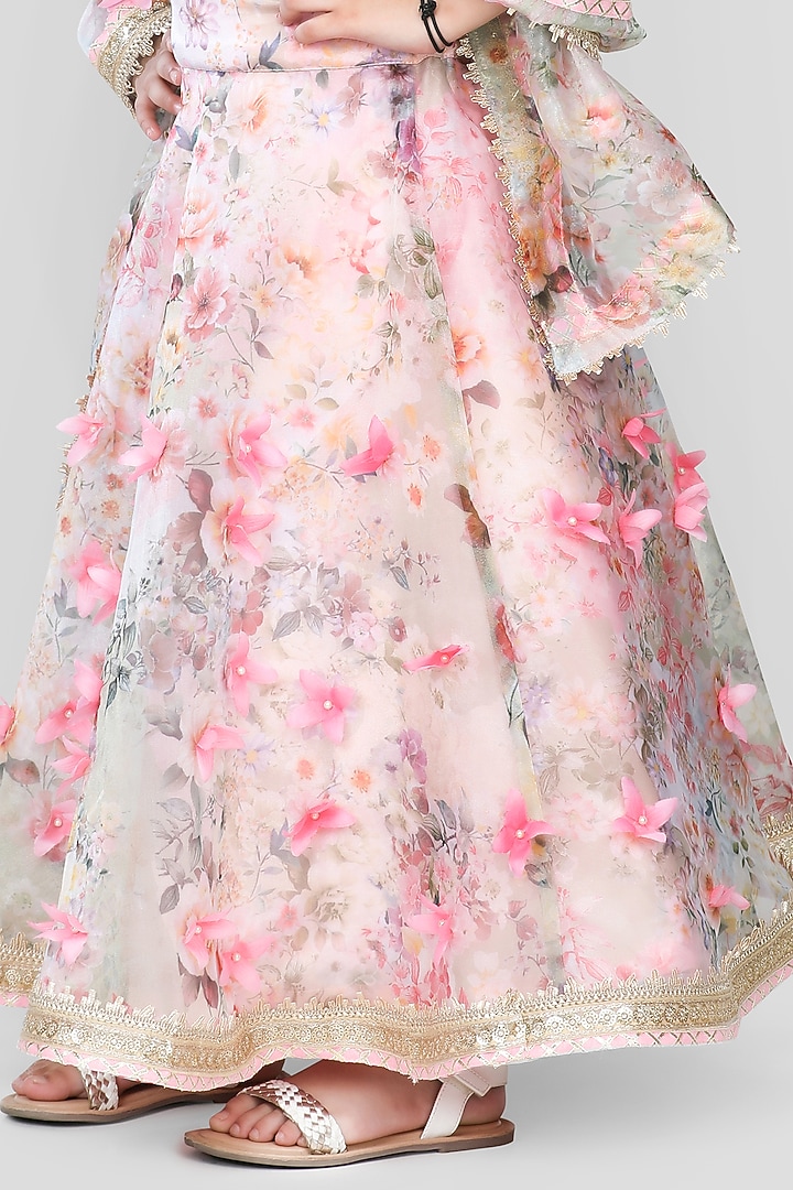 Pink Cotton & Poly Printed Lehenga Set For Girls by Shining Kanika at Pernia's Pop Up Shop