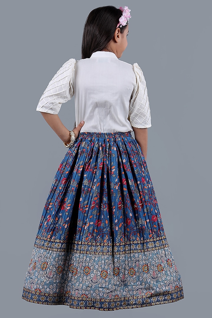 Multi-Colored Cotton & Poly Printed Skirt Set For Girls by Shining Kanika at Pernia's Pop Up Shop