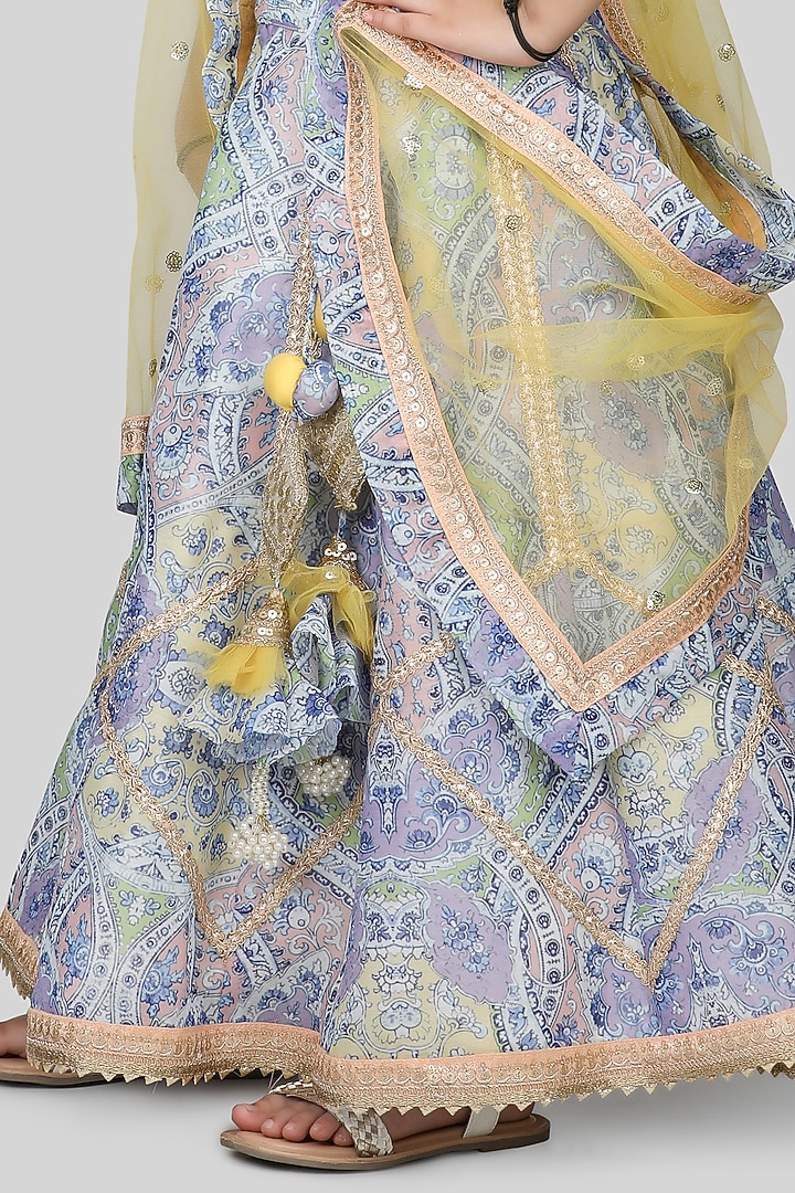 Multi-Colored Cotton & Poly Printed Lehenga Set For Girls by Shining Kanika at Pernia's Pop Up Shop