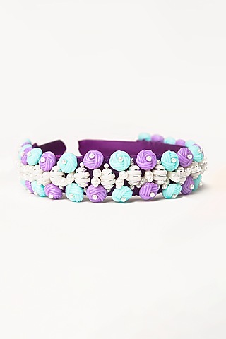 Purple Embroidered Handcrafted Hairband For Girls by Shining Kanika