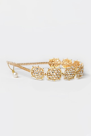 Golden Embroidered String Hairband For Girls by Shining Kanika