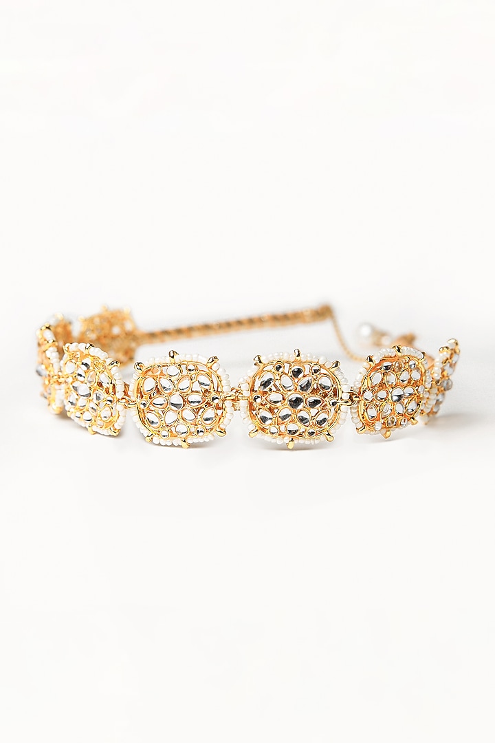 Golden Embroidered String Hairband For Girls by Shining Kanika at Pernia's Pop Up Shop