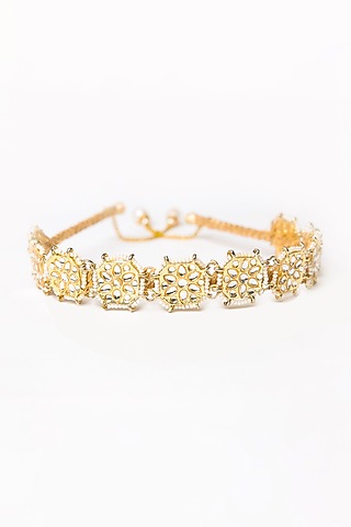 Gold Embroidered String Hairband For Girls by Shining Kanika