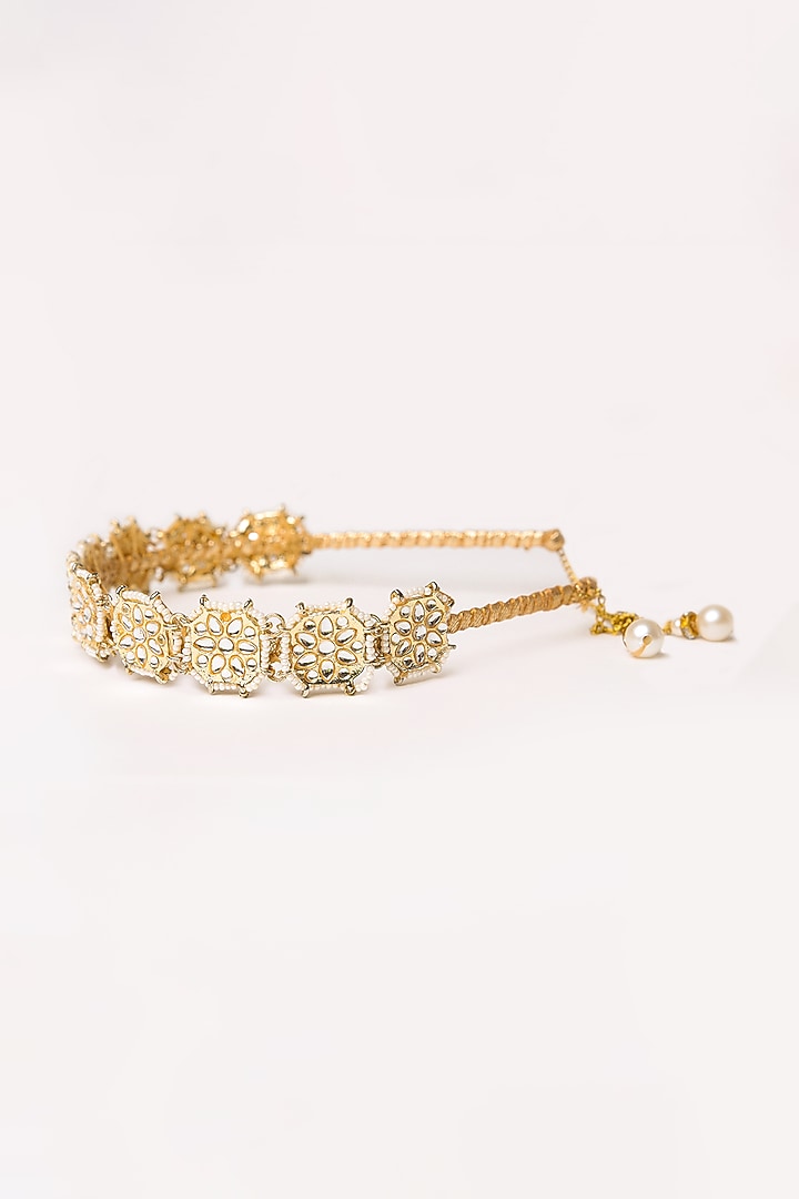 Gold Embroidered String Hairband For Girls by Shining Kanika at Pernia's Pop Up Shop