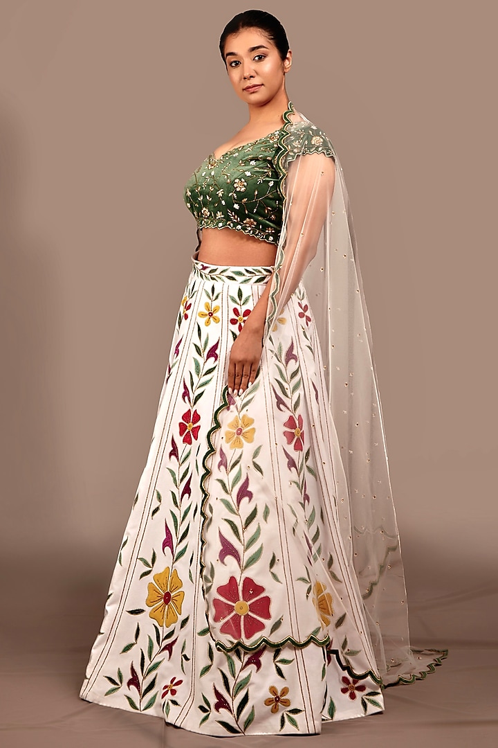 White Net Embroidered Wedding Lehenga Set by Shloka Sudhakar at Pernia's Pop Up Shop