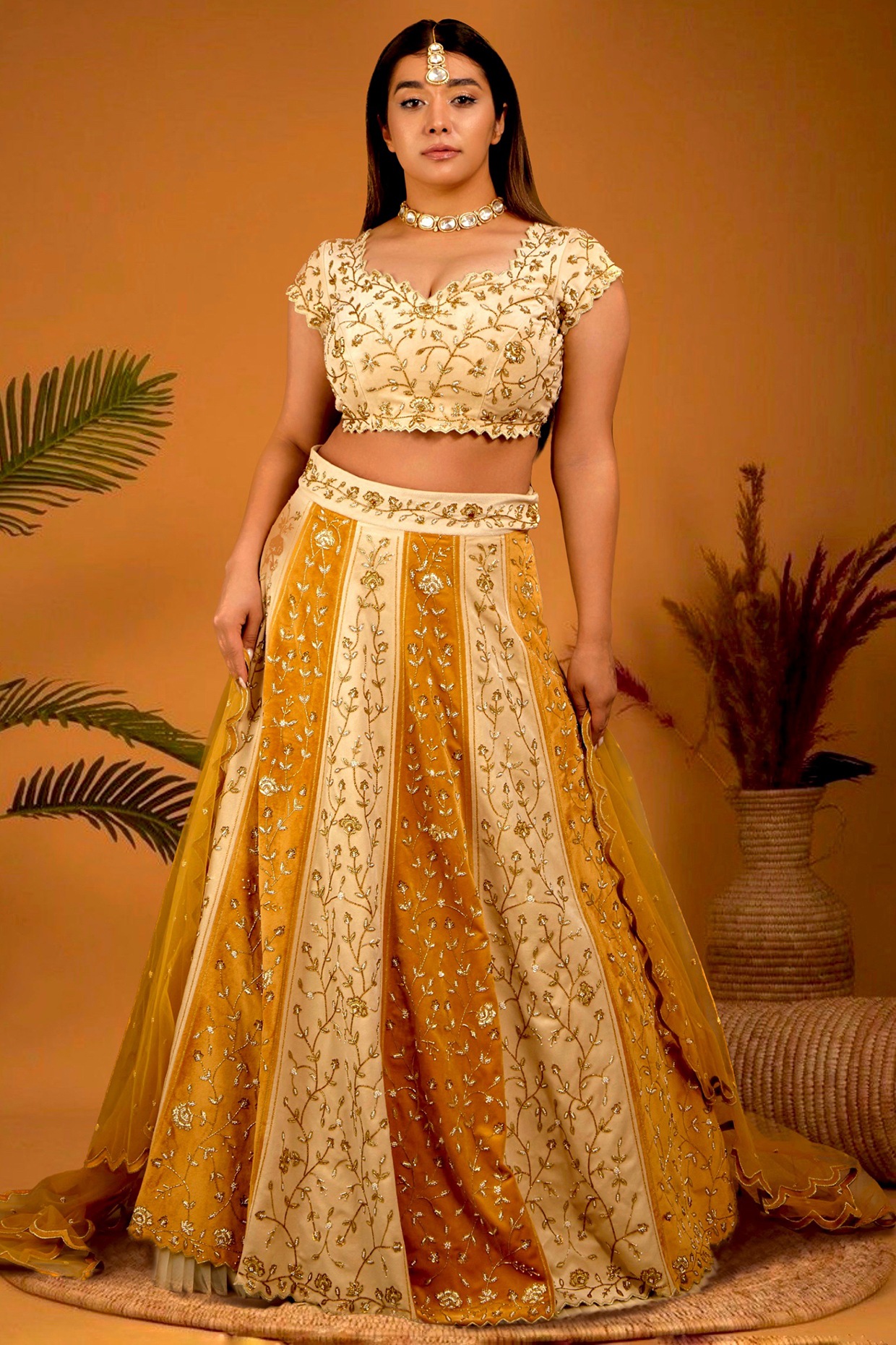 Beautiful Orange And Beige Color Lehenga Style Saree at best price in  Chennai