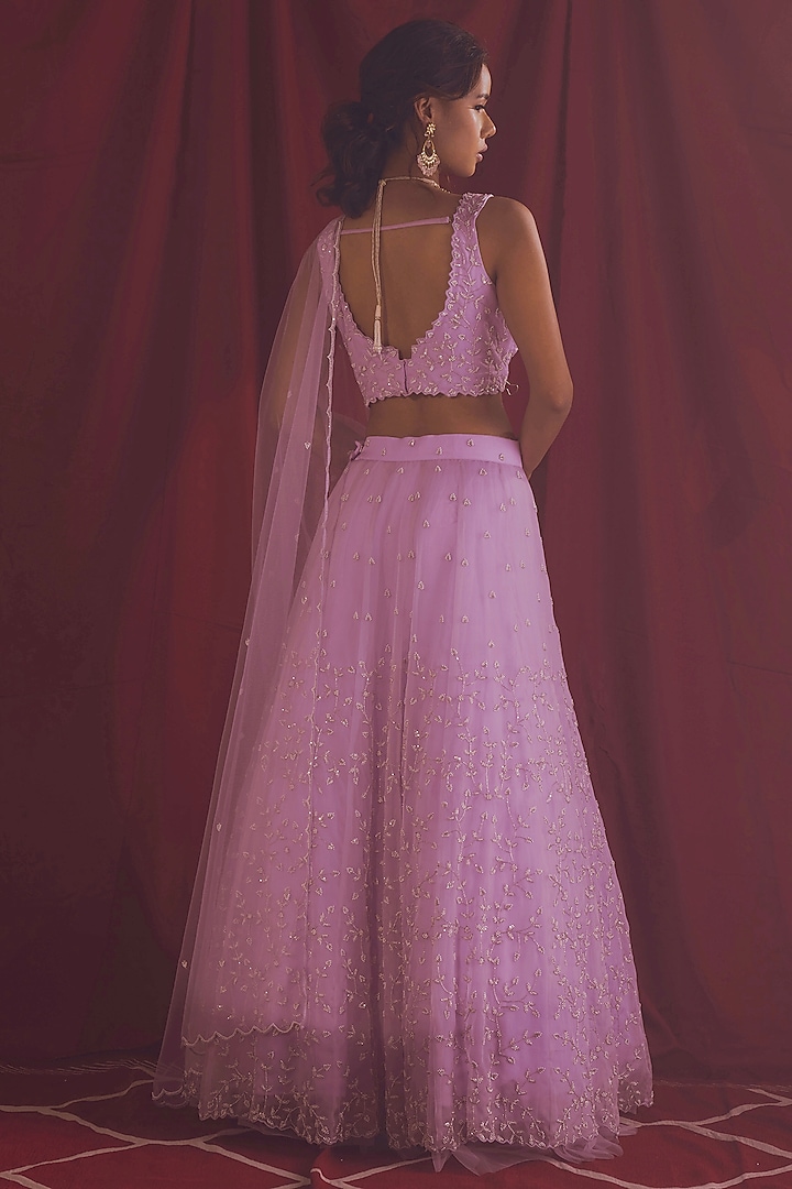 Lavender Hand Embroidered Wedding Lehenga Set by Shloka Sudhakar at Pernia's Pop Up Shop