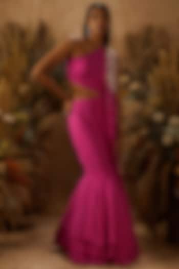 Hot Pink Georgette Cut-Out Gown by SHLOKA KHIALANI