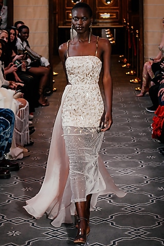 Dusty Pink Net Hand Embellished Dress by SHLOKA KHIALANI