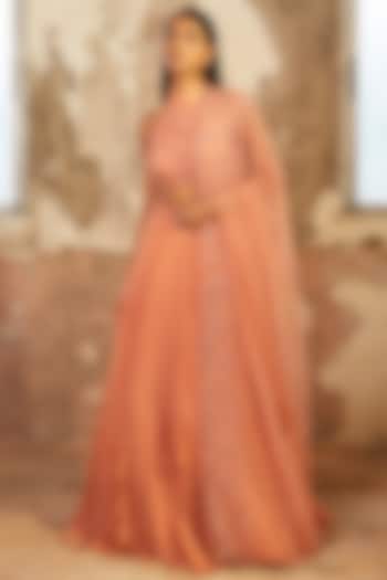 Peach Embellished Wedding Lehenga Set by SHLOKA KHIALANI at Pernia's Pop Up Shop