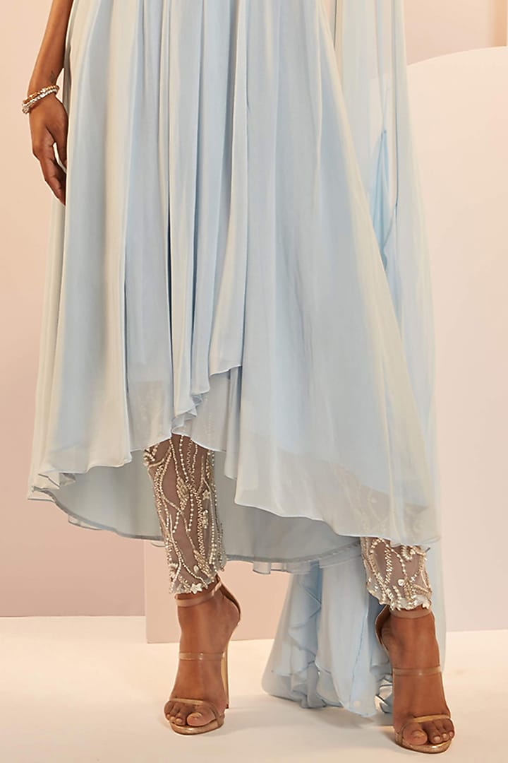 Powder Blue Embellished Kurta Set by SHLOKA KHIALANI at Pernia's Pop Up Shop