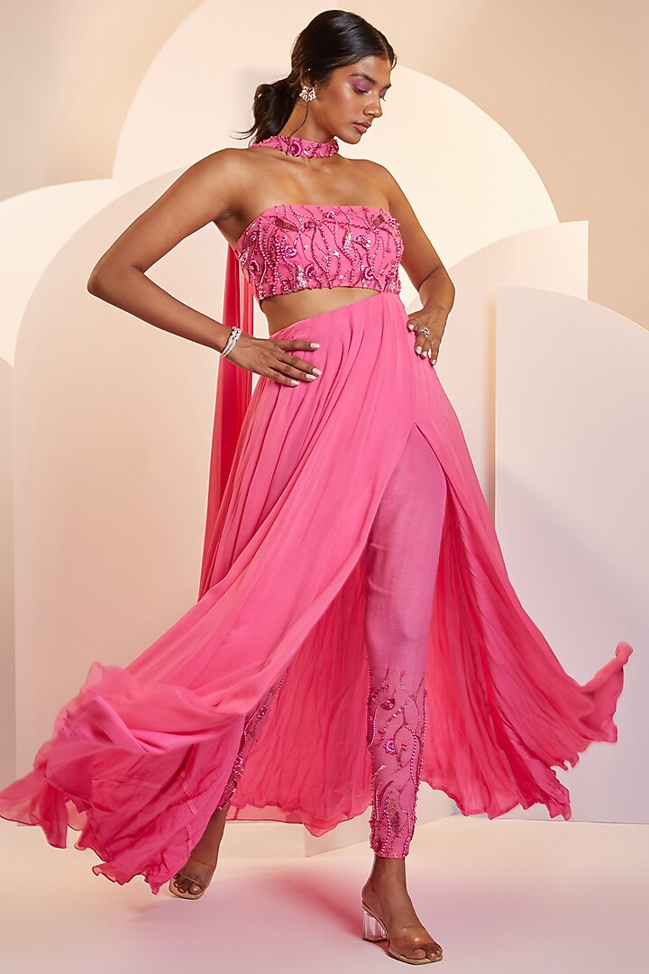 Hot Pink Embellished Kurta Set by SHLOKA KHIALANI at Pernia's Pop Up Shop
