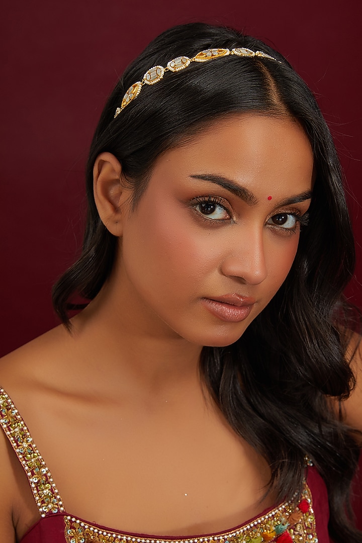 Gold Plated Mother Of Pearl Headband by Shlok Jewels at Pernia's Pop Up Shop