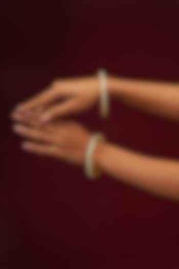 Gold Plated Jadau Kundan Polki Bangles (Set of 2) by Shlok Jewels at Pernia's Pop Up Shop