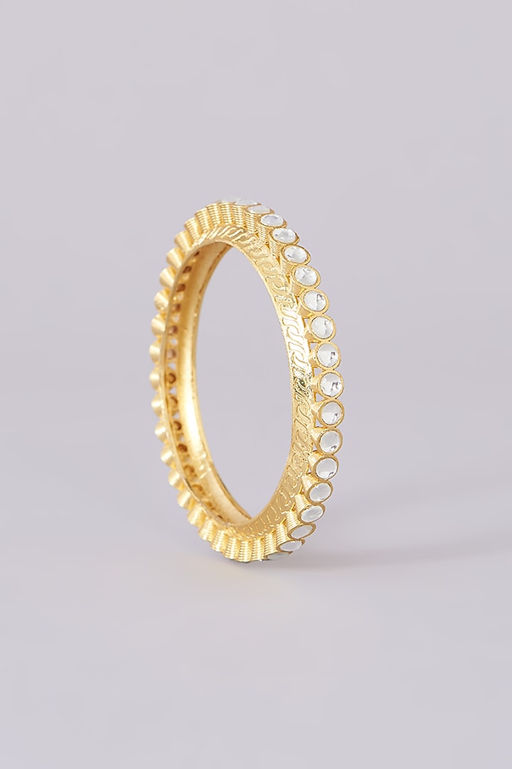 Gold Plated Jadau Kundan Polki Bangles (Set of 2) by Shlok Jewels at Pernia's Pop Up Shop