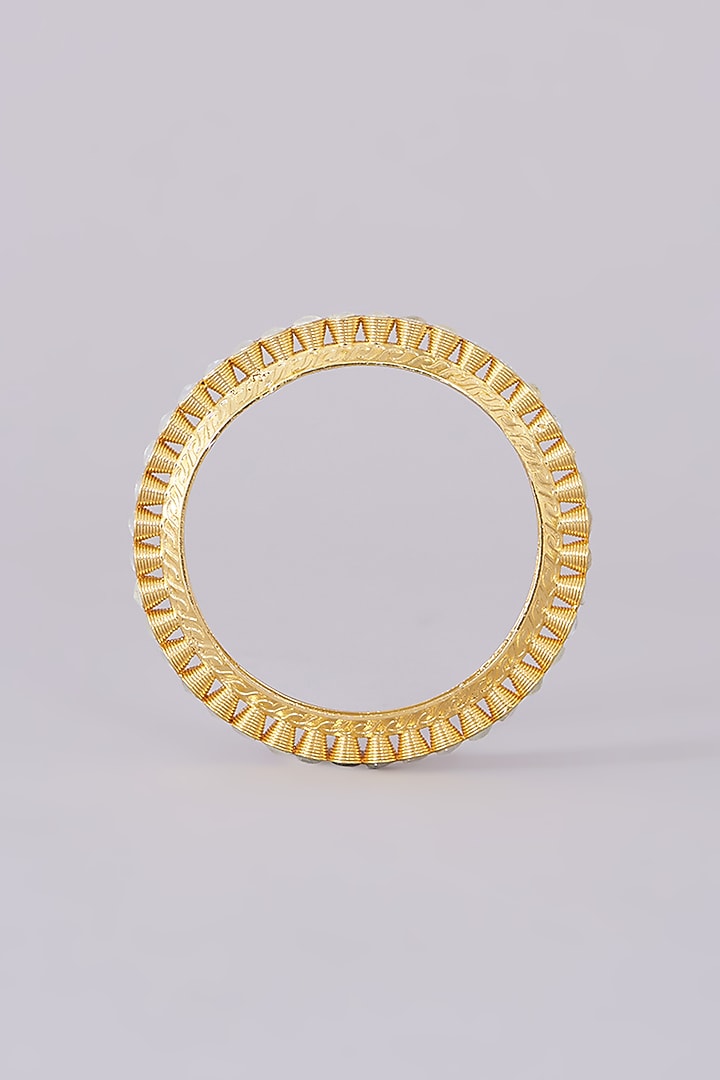 Gold Plated Jadau Kundan Polki Bangles (Set of 2) by Shlok Jewels at Pernia's Pop Up Shop