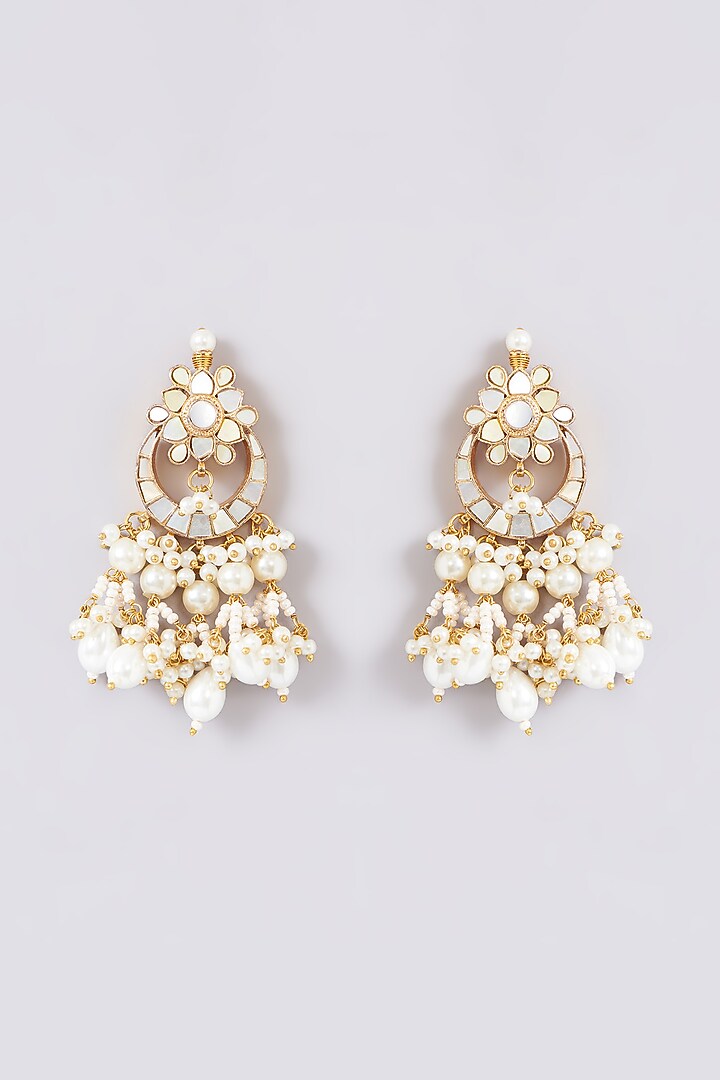 Gold Plated Jadau Kundan Polki Earchains (Set of 2) by Shlok Jewels at Pernia's Pop Up Shop